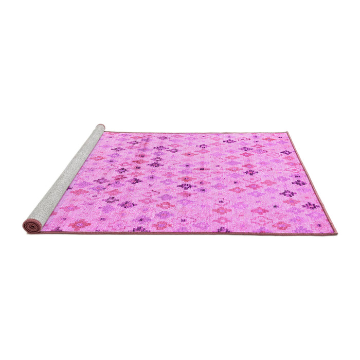 Sideview of Machine Washable Abstract Pink Modern Rug, wshabs4793pnk