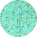 Round Abstract Turquoise Modern Rug, abs4793turq