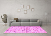 Machine Washable Abstract Pink Modern Rug, wshabs4793pnk