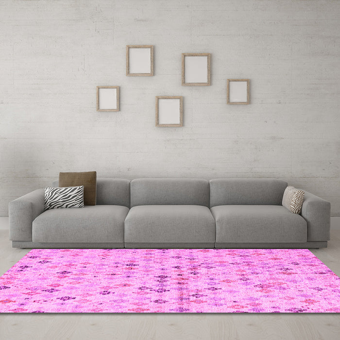 Machine Washable Abstract Pink Modern Rug in a Living Room, wshabs4793pnk
