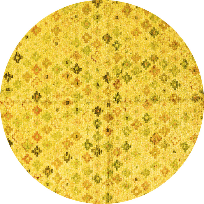 Round Abstract Yellow Modern Rug, abs4793yw