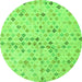 Round Machine Washable Abstract Green Modern Area Rugs, wshabs4793grn