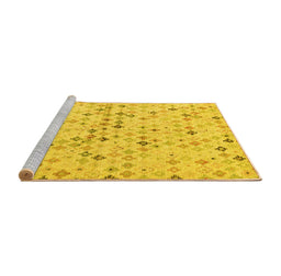 Sideview of Machine Washable Abstract Yellow Modern Rug, wshabs4793yw