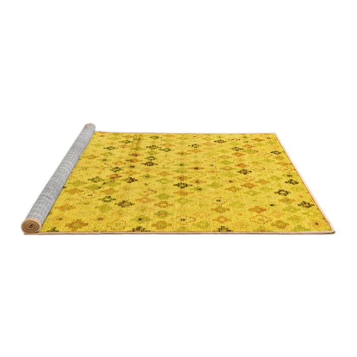 Sideview of Machine Washable Abstract Yellow Modern Rug, wshabs4793yw