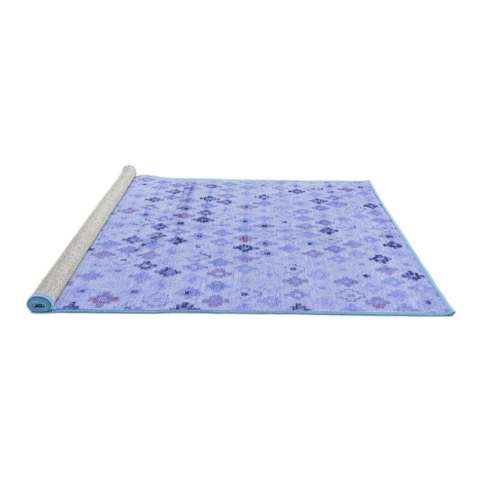Sideview of Machine Washable Abstract Blue Modern Rug, wshabs4793blu