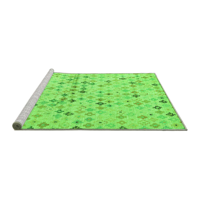 Sideview of Machine Washable Abstract Green Modern Area Rugs, wshabs4793grn