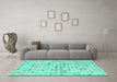 Machine Washable Abstract Turquoise Modern Area Rugs in a Living Room,, wshabs4793turq