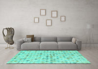 Machine Washable Abstract Turquoise Modern Rug, wshabs4793turq