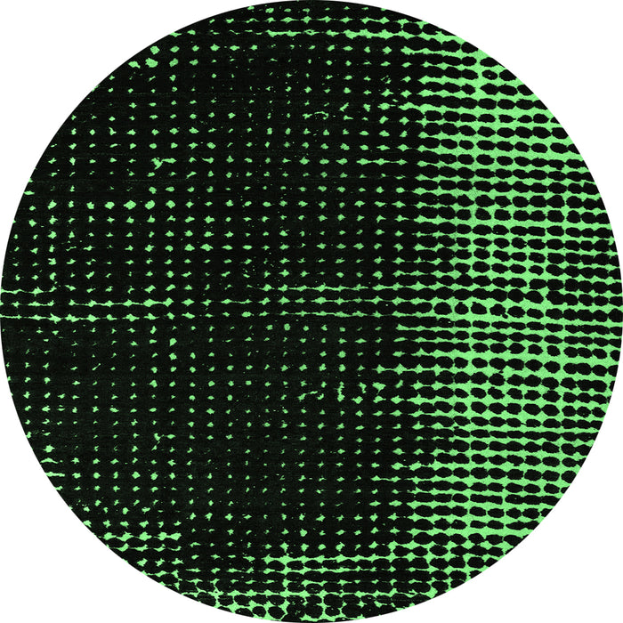 Round Abstract Emerald Green Modern Rug, abs4794emgrn