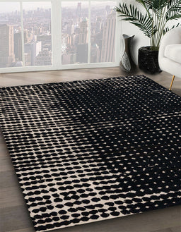 Abstract Gray Modern Rug in Family Room, abs4794
