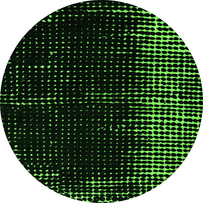 Round Machine Washable Abstract Green Modern Area Rugs, wshabs4794grn