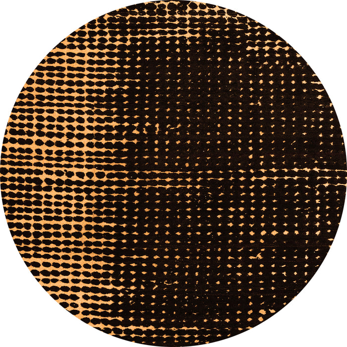 Round Machine Washable Abstract Orange Modern Area Rugs, wshabs4794org
