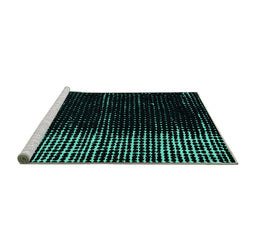 Sideview of Machine Washable Abstract Turquoise Modern Area Rugs, wshabs4794turq