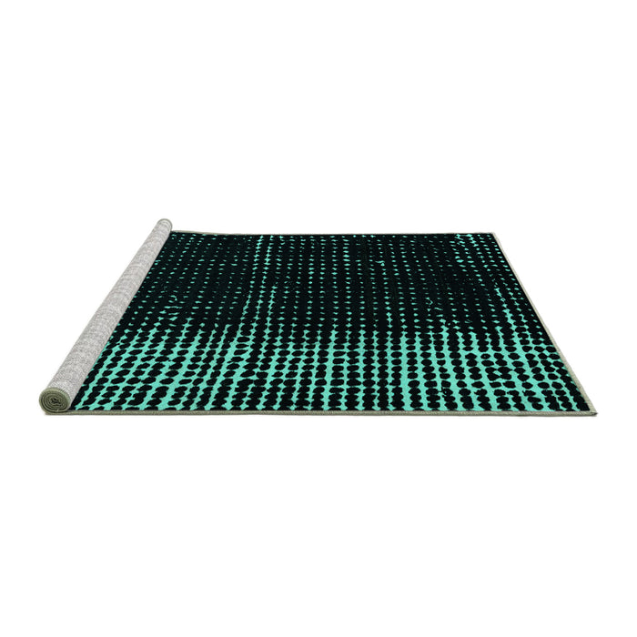 Sideview of Machine Washable Abstract Turquoise Modern Area Rugs, wshabs4794turq