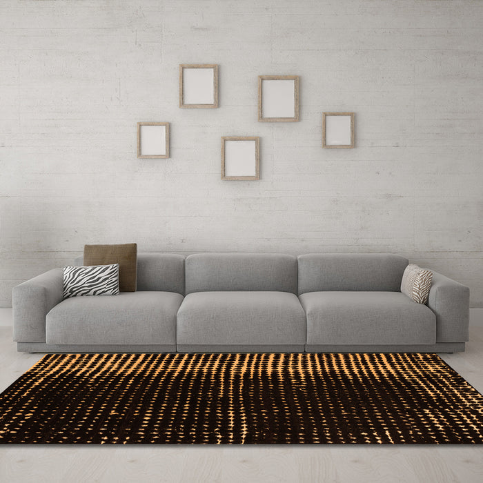 Machine Washable Abstract Orange Modern Area Rugs in a Living Room, wshabs4794org