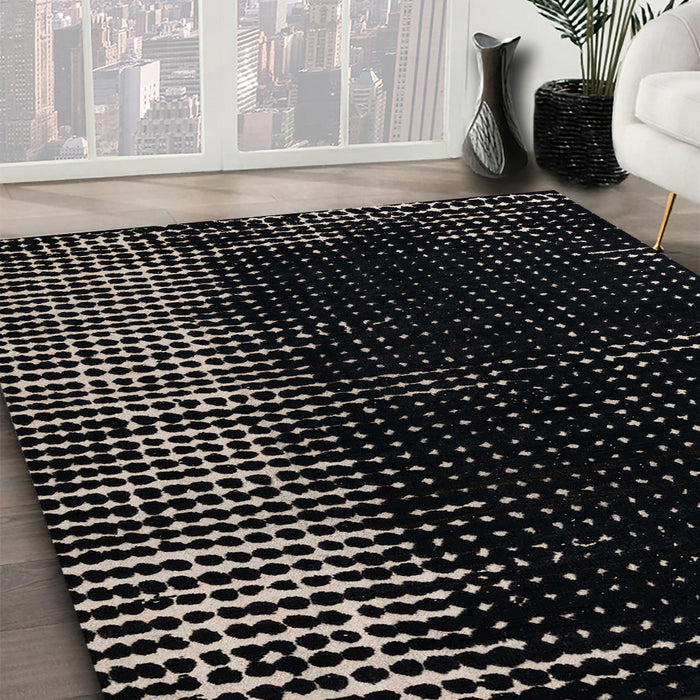 Abstract Gray Modern Rug in Family Room, abs4794