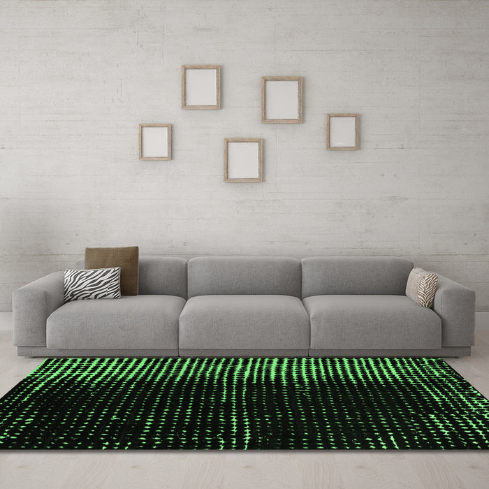 Machine Washable Abstract Emerald Green Modern Area Rugs in a Living Room,, wshabs4794emgrn