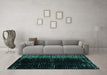 Machine Washable Abstract Turquoise Modern Area Rugs in a Living Room,, wshabs4794turq