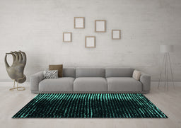 Machine Washable Abstract Turquoise Modern Area Rugs in a Living Room,, wshabs4794turq