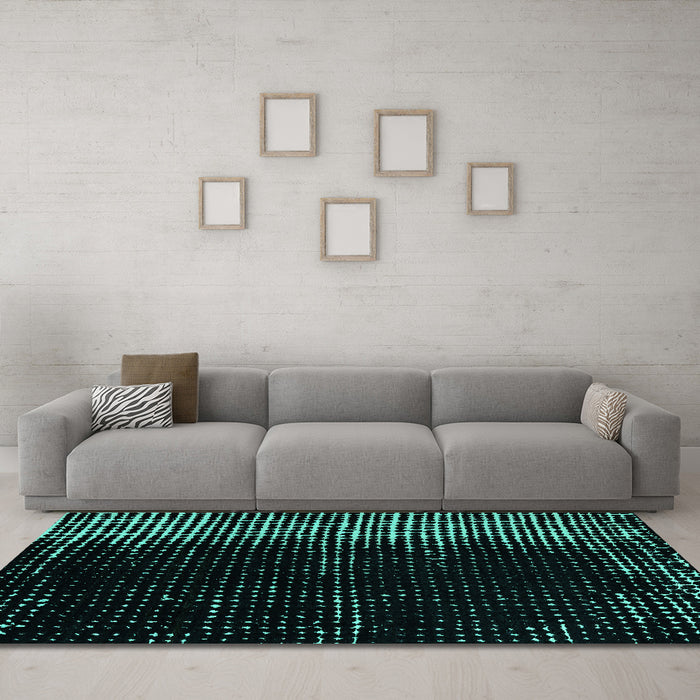 Machine Washable Abstract Turquoise Modern Area Rugs in a Living Room,, wshabs4794turq