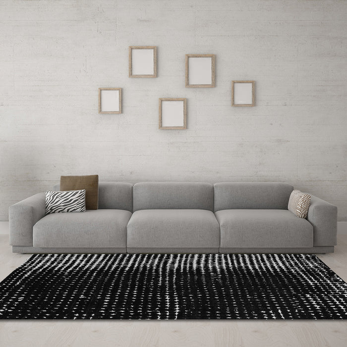 Machine Washable Abstract Gray Modern Rug in a Living Room,, wshabs4794gry