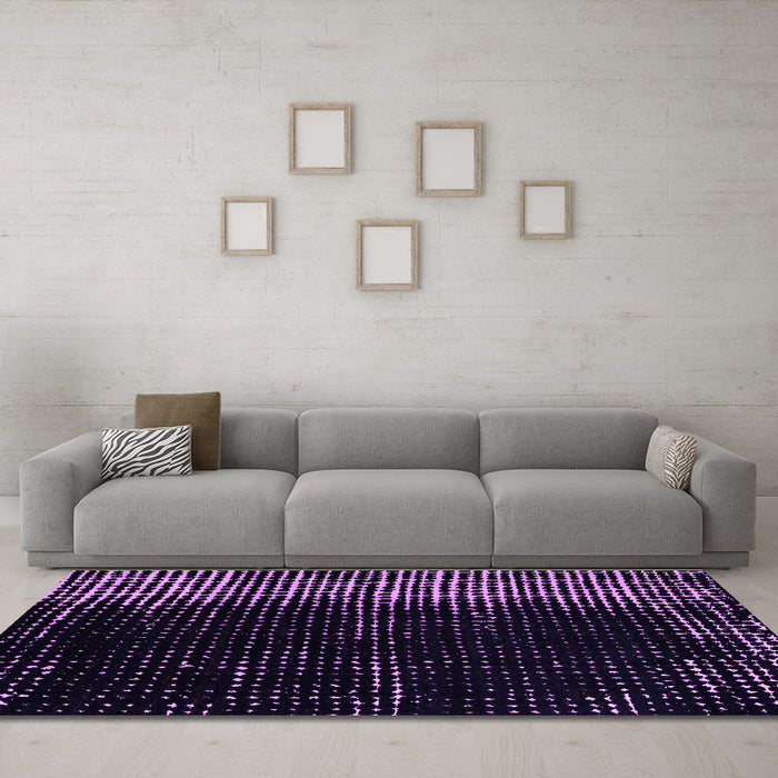 Machine Washable Abstract Purple Modern Area Rugs in a Living Room, wshabs4794pur