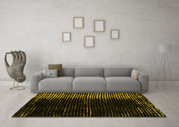 Machine Washable Abstract Yellow Modern Rug in a Living Room, wshabs4794yw