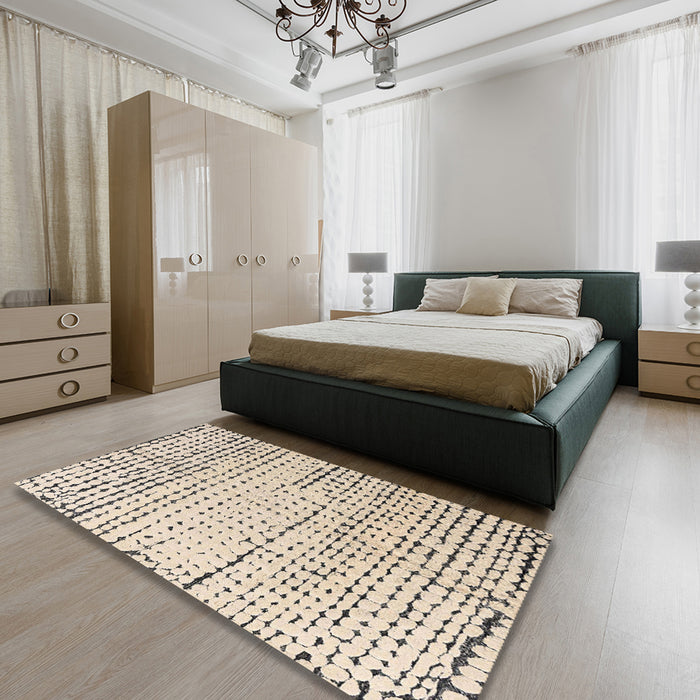 Abstract Brown Solid Rug in a Bedroom, abs4795