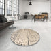 Round Abstract Brown Solid Rug in a Office, abs4795