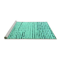 Sideview of Machine Washable Solid Turquoise Modern Area Rugs, wshabs4795turq