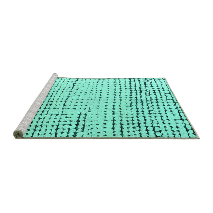 Sideview of Machine Washable Solid Turquoise Modern Area Rugs, wshabs4795turq