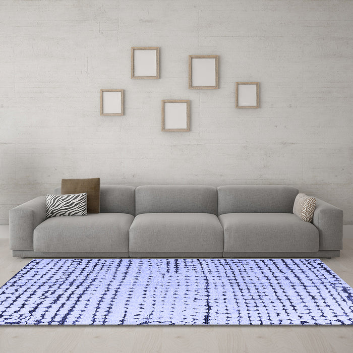 Machine Washable Solid Blue Modern Rug in a Living Room, wshabs4795blu