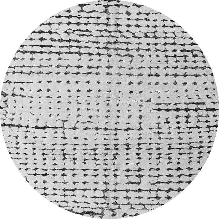 Round Machine Washable Solid Gray Modern Rug, wshabs4795gry