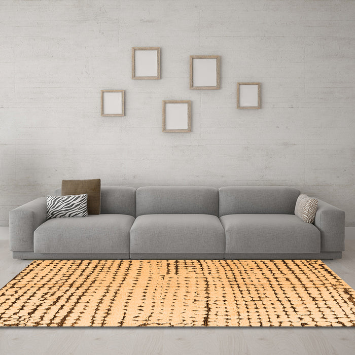 Machine Washable Solid Orange Modern Area Rugs in a Living Room, wshabs4795org