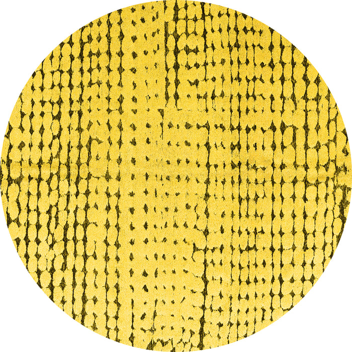 Round Machine Washable Solid Yellow Modern Rug, wshabs4795yw