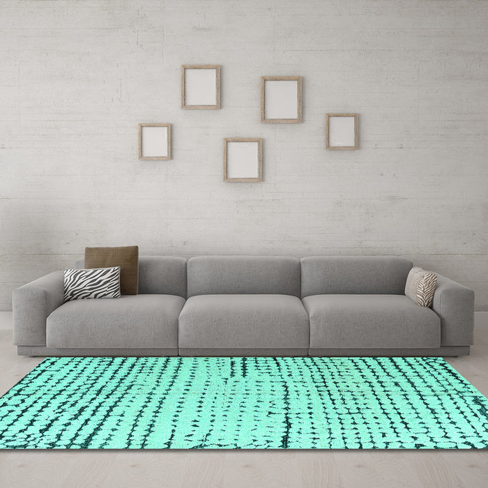Machine Washable Solid Turquoise Modern Area Rugs in a Living Room,, wshabs4795turq