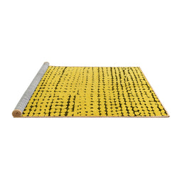 Sideview of Machine Washable Solid Yellow Modern Rug, wshabs4795yw