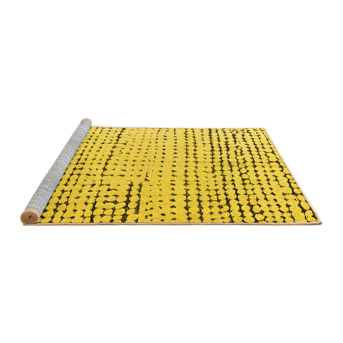 Sideview of Machine Washable Solid Yellow Modern Rug, wshabs4795yw