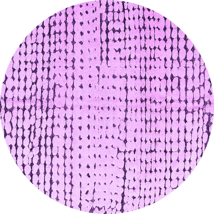 Round Machine Washable Solid Purple Modern Area Rugs, wshabs4795pur