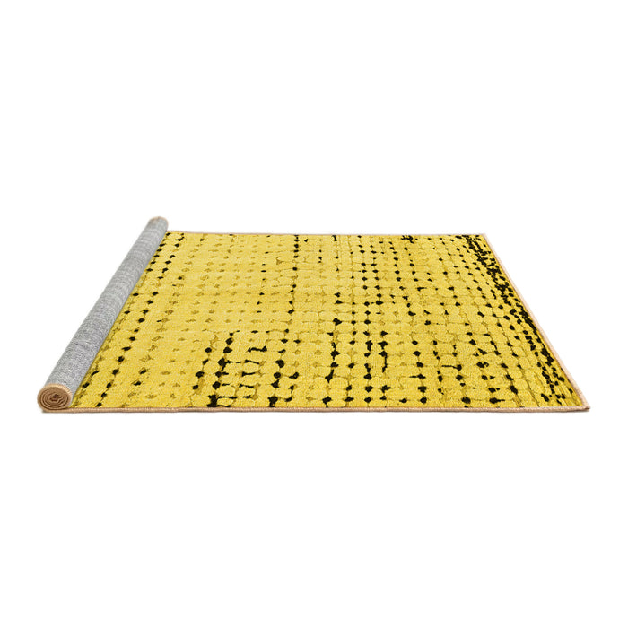 Sideview of Machine Washable Solid Yellow Modern Rug, wshabs4796yw