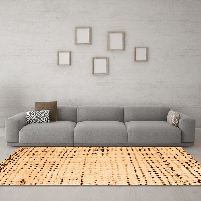Machine Washable Solid Orange Modern Area Rugs in a Living Room, wshabs4796org