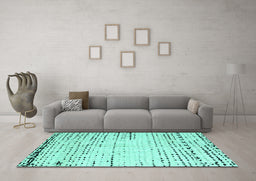 Machine Washable Solid Turquoise Modern Area Rugs in a Living Room,, wshabs4796turq