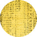 Round Machine Washable Solid Yellow Modern Rug, wshabs4796yw