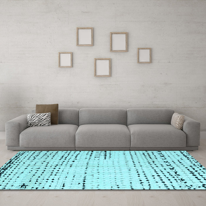 Machine Washable Solid Light Blue Modern Rug in a Living Room, wshabs4796lblu