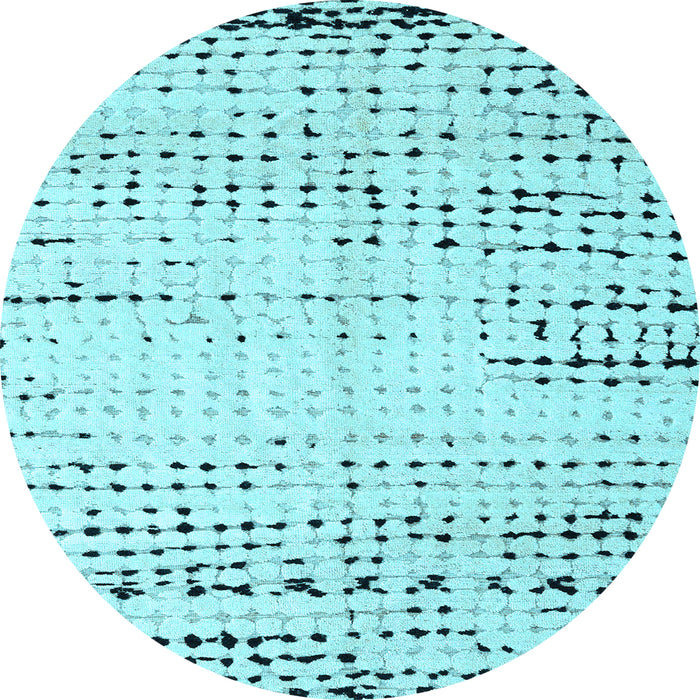 Round Machine Washable Solid Light Blue Modern Rug, wshabs4796lblu