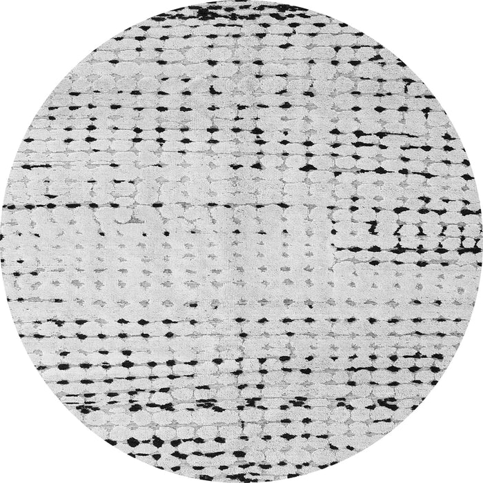 Round Machine Washable Solid Gray Modern Rug, wshabs4796gry