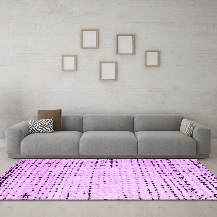 Machine Washable Solid Purple Modern Area Rugs in a Living Room, wshabs4796pur