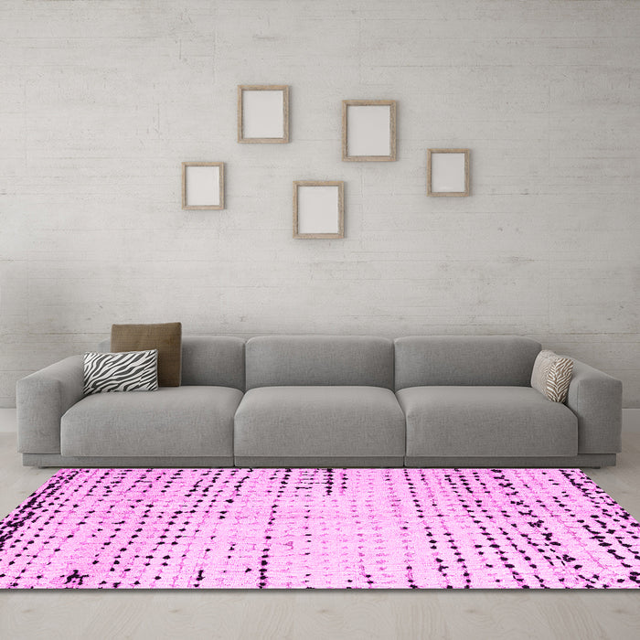 Machine Washable Solid Pink Modern Rug in a Living Room, wshabs4796pnk