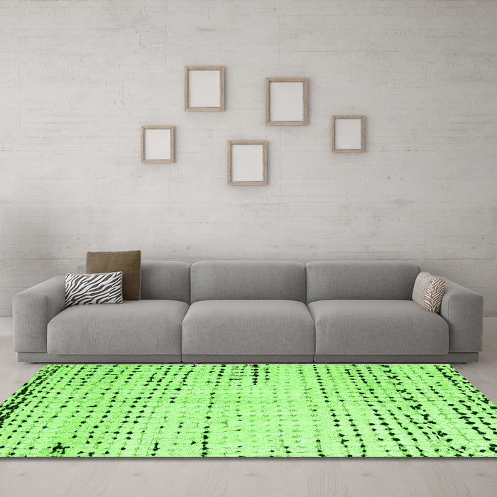 Machine Washable Solid Green Modern Area Rugs in a Living Room,, wshabs4796grn