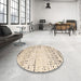 Round Abstract Camel Brown Solid Rug in a Office, abs4796